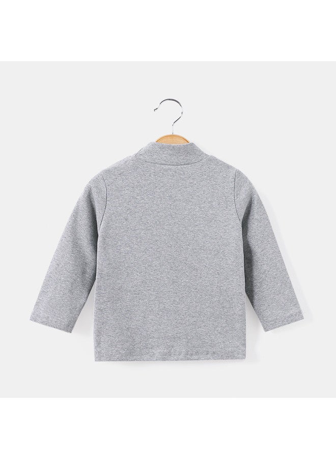 Fashionable Handsome Simple Base Layer] Boys' Baby Autumn And Winter Versatile Long Sleeve T-shirt Toddler Comfortable Top - Image 4