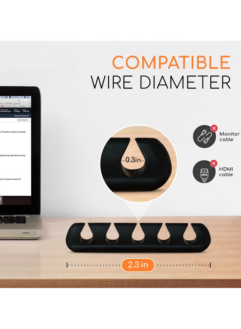 Fasola 24 Pack Cable Clips, Multipurpose Wire Organizers, Self Adhesive Cord Holders for Home, Office or Car (Black and White) - Image 2