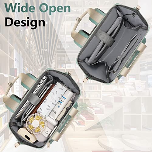 FALANKO Laptop Backpack for Women,Doctor Teacher Nurse Work Bookbag for 15.6 Inch Laptop,Large Travel Wide Open College Shoulder Purse Bag With RFID Anti Theft USB Charging Port-Green - Image 2