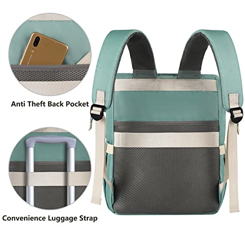 FALANKO Laptop Backpack for Women,Doctor Teacher Nurse Work Bookbag for 15.6 Inch Laptop,Large Travel Wide Open College Shoulder Purse Bag With RFID Anti Theft USB Charging Port-Green - Image 5