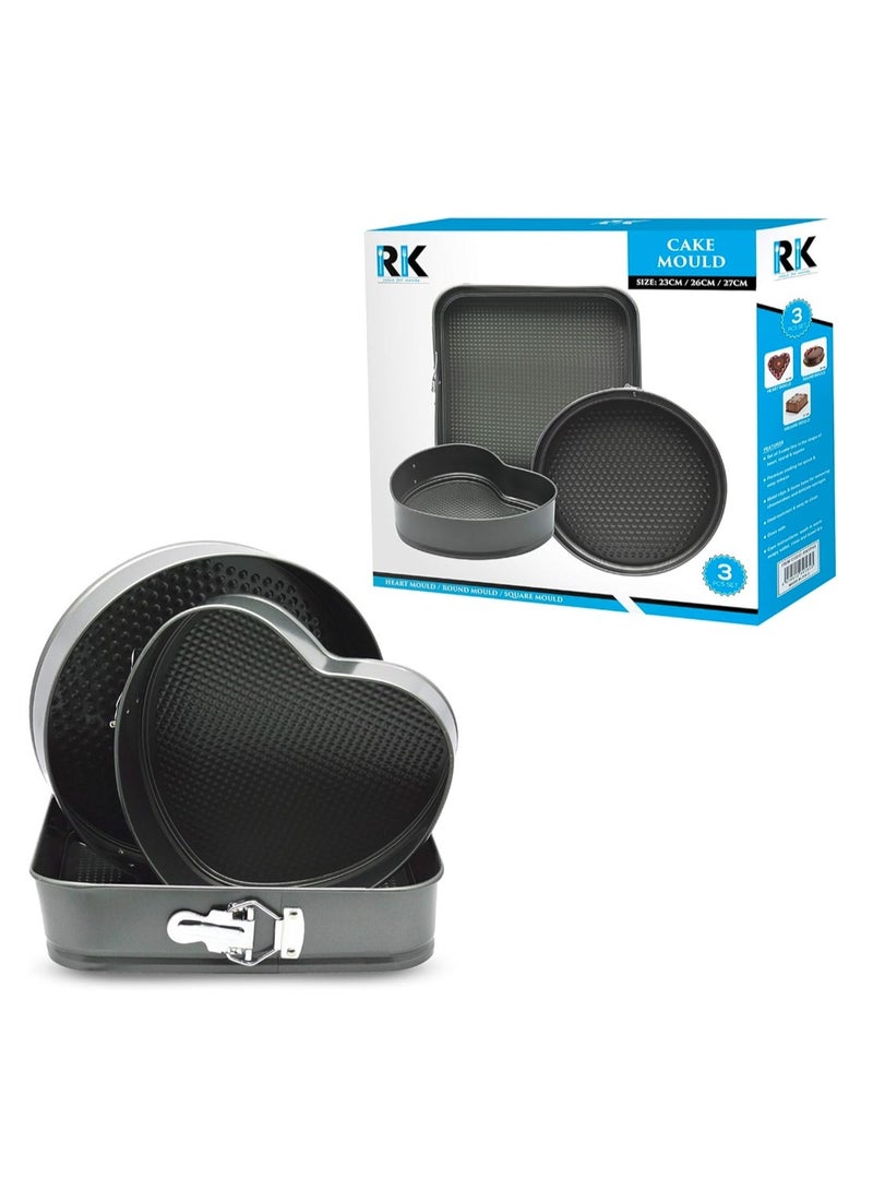 إيباسكت مجموعة قوالب الكيك المكونة من 3 قطع مصنوعة من الفولاذ غير اللاصق مع قاعدة قابلة للإزالة - Image 3