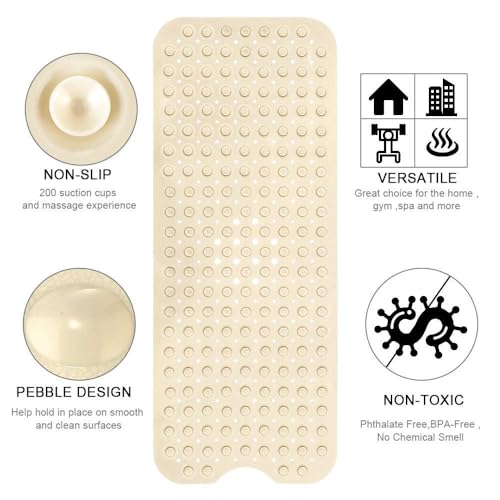 VHKD PVC Door Bathroom Mat Anti Skid Slip Blue Long Bathroom mat (Beige 100x40cm) - Image 2