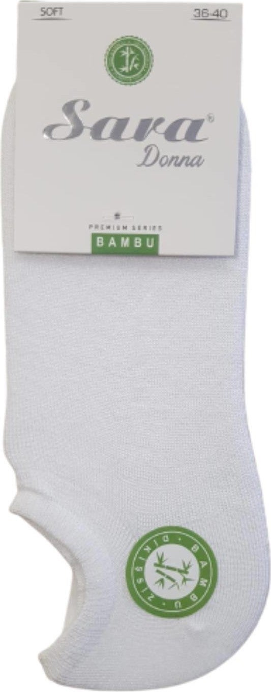 Sara Donna 6 Pairs White Color Seamless Bamboo Sneaker Invisible Socks