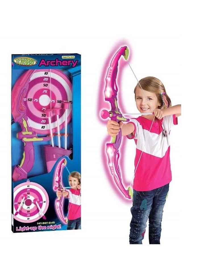 KINGSPORT Archer Bow and Arrow, Quiver, 3 Arrows, Strong String Thread, Target Board with LED Flashing Light - Image 1