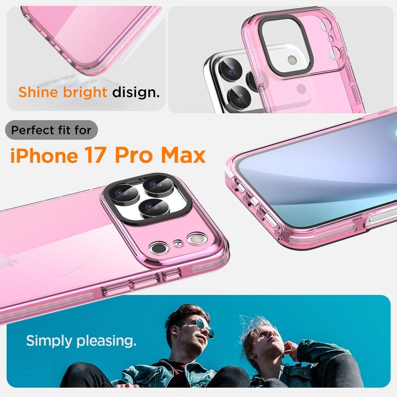 AICase Neon Pink Clear Phone Case for iPhone 17 Pro Max, Slim Thin Lightweight Colorful Colored Trendy Protective Bright Cell Phone Cover - Image 3