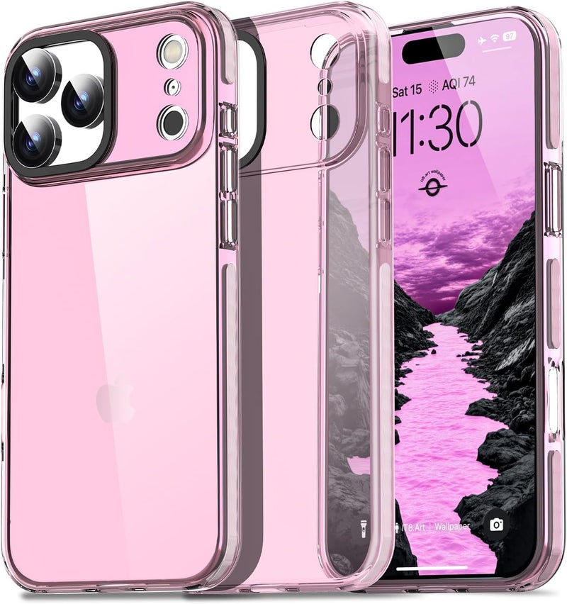 AICase Neon Pink Clear Phone Case for iPhone 17 Pro Max, Slim Thin Lightweight Colorful Colored Trendy Protective Bright Cell Phone Cover - Image 1