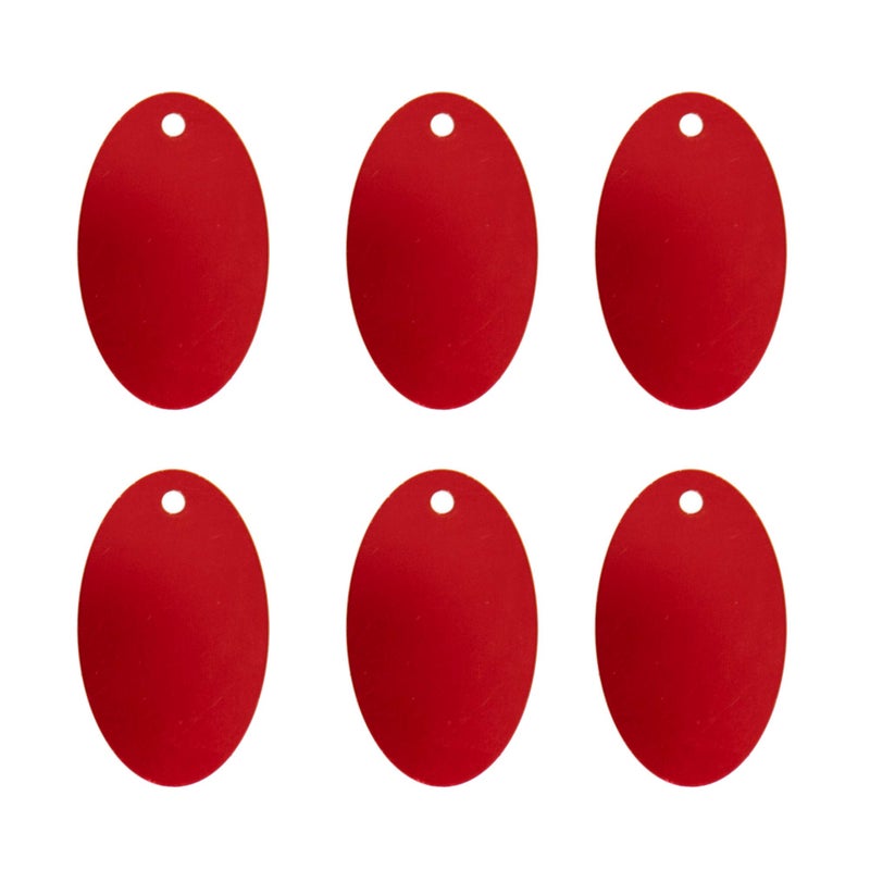 StayMax Oval Stamping Blanks with Hole Aluminum Blank Tags 25 Pack Red
