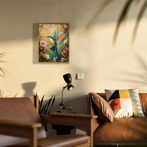 Djmwtb Framed Wall Art Vintage Wall Decor Hummingbird Canvas Art Animal Pictures Floral Paintings Botanical Prints Nature Artwork for Bedroom Living Room - Image 4