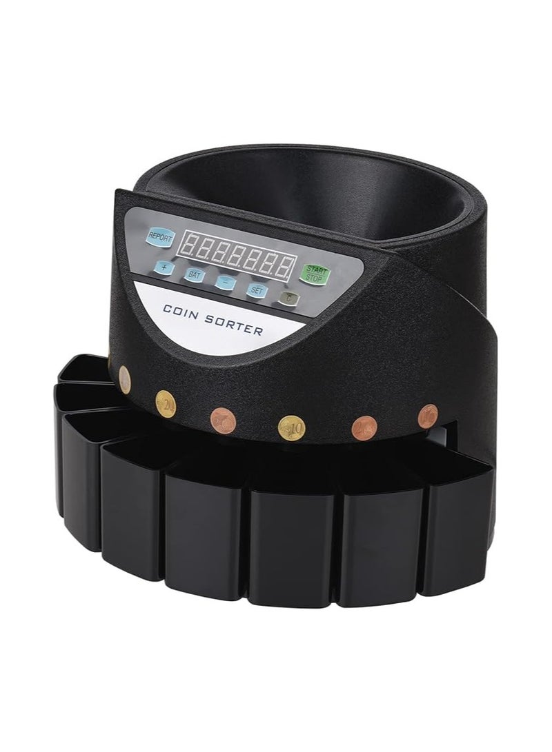 Wlson Electronic Coin Sorter Counter Counting Sorting Machine Countable Coins with Multi-Functional 7 Digit LED Display