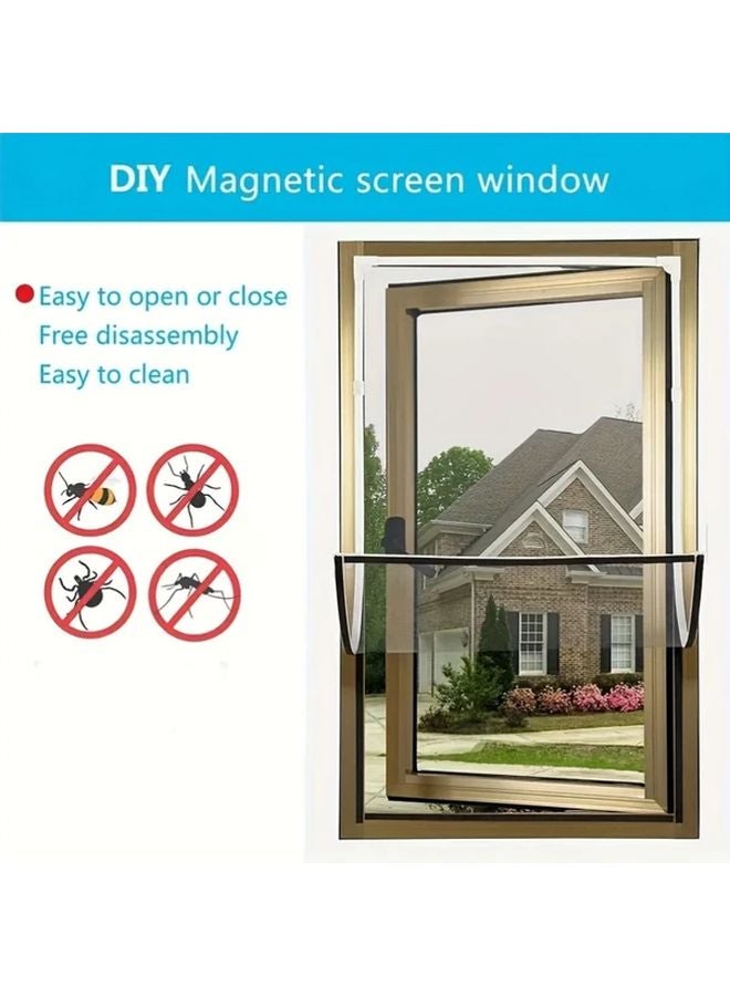 ستائر نوافذ مغناطيسية بيضاء سهلة الفتح بدون حفر مضادة للبعوض 51.18 × 59.06 بوصة - Image 2