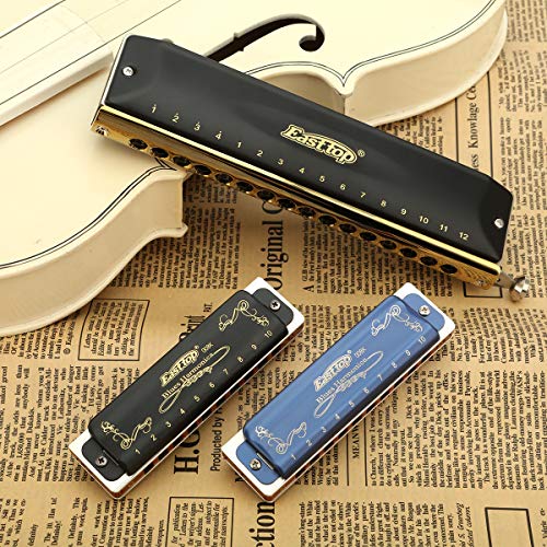 East top 16 Holes 64 Tones Chromatic Harmonica Key of C, Chromatic Mouth Organ Harmonica For Adults, Professionals and Students (BK) - Image 5