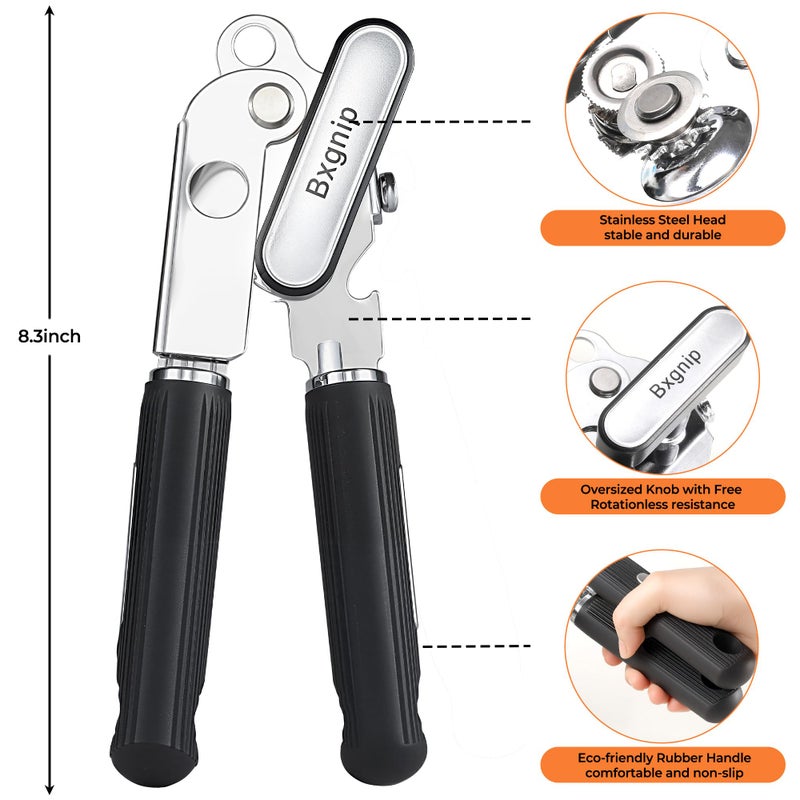 Bxgnip Can Opener Manual with Magnet,Soft Grip Rubber Handle Sharp Blade Smooth Edge,Effortless knob,Heavy Duty Can Opener with Multifunctional Bottle Opener - Image 2