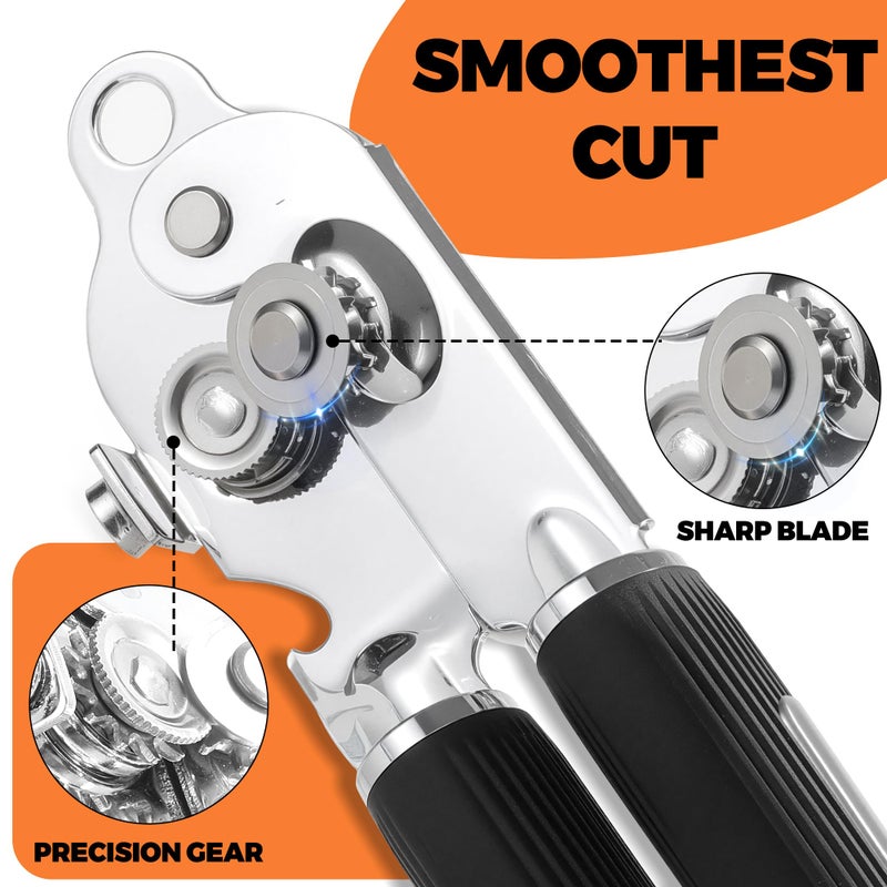 Bxgnip Can Opener Manual with Magnet,Soft Grip Rubber Handle Sharp Blade Smooth Edge,Effortless knob,Heavy Duty Can Opener with Multifunctional Bottle Opener - Image 3