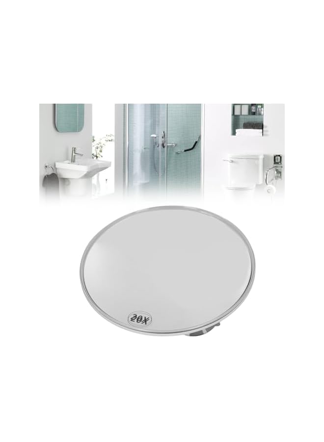 The Bros 20X Magnifying Mirror, 15cm Diameter Clear View Space Saving Bathroom Mirror Makeup Mirror with 3 Suction Cups Round Lightweight Powerful Suction for Travel (White) - Image 3