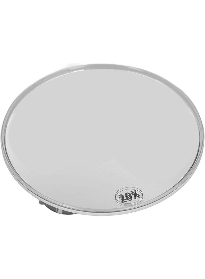 The Bros 20X Magnifying Mirror, 15cm Diameter Clear View Space Saving Bathroom Mirror Makeup Mirror with 3 Suction Cups Round Lightweight Powerful Suction for Travel (White) - Image 1