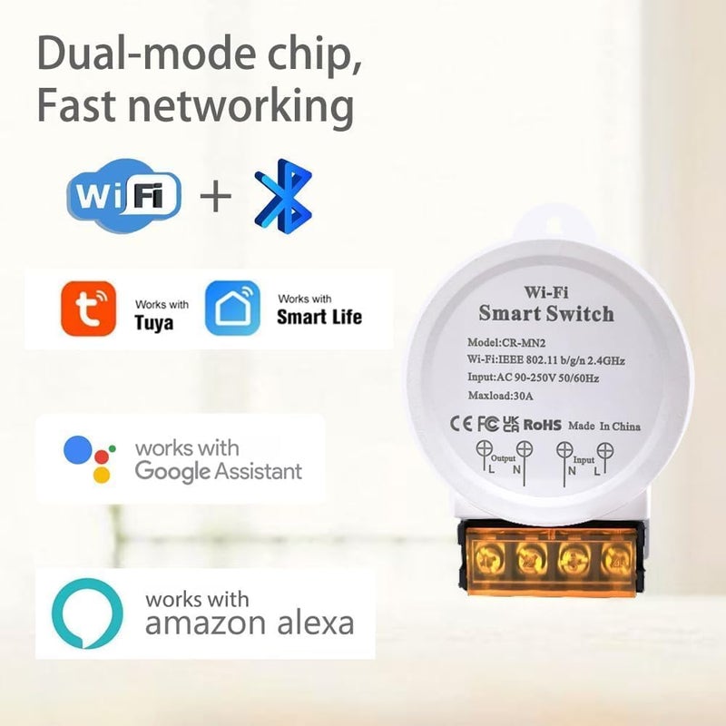 صورة العلامه مفتاح ذكي للتحكم في الطاقة عبر الوايفاي من Aputue، يتم التحكم فيه عبر تطبيق Smart Life ويدعم التحكم الصوتي، بالإضافة إلى قابس ذكي سعته 30 أمبير لأنظمة التحكم الذكي في المنزل. - Image 3