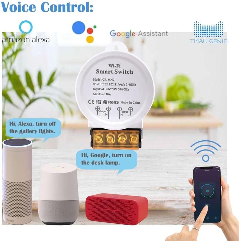 صورة العلامه مفتاح ذكي للتحكم في الطاقة عبر الوايفاي من Aputue، يتم التحكم فيه عبر تطبيق Smart Life ويدعم التحكم الصوتي، بالإضافة إلى قابس ذكي سعته 30 أمبير لأنظمة التحكم الذكي في المنزل. - Image 1