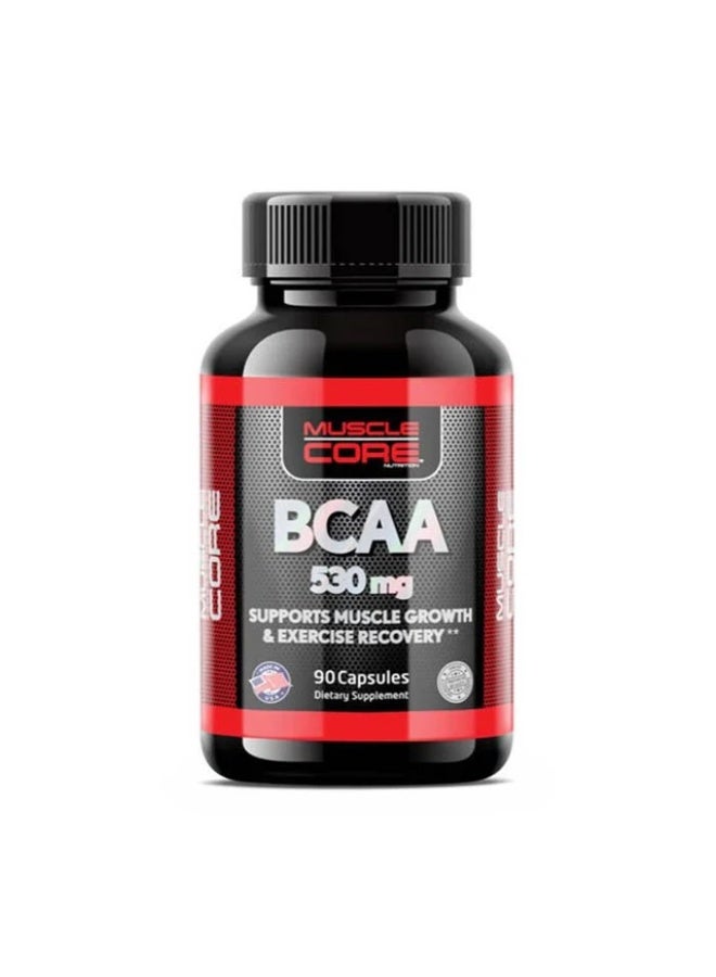 ماسل كور 90 كبسولة من الأحماض الأمينية المتفرعة السلسلة (BCAA) بتركيز 530 ملغ - Image 1