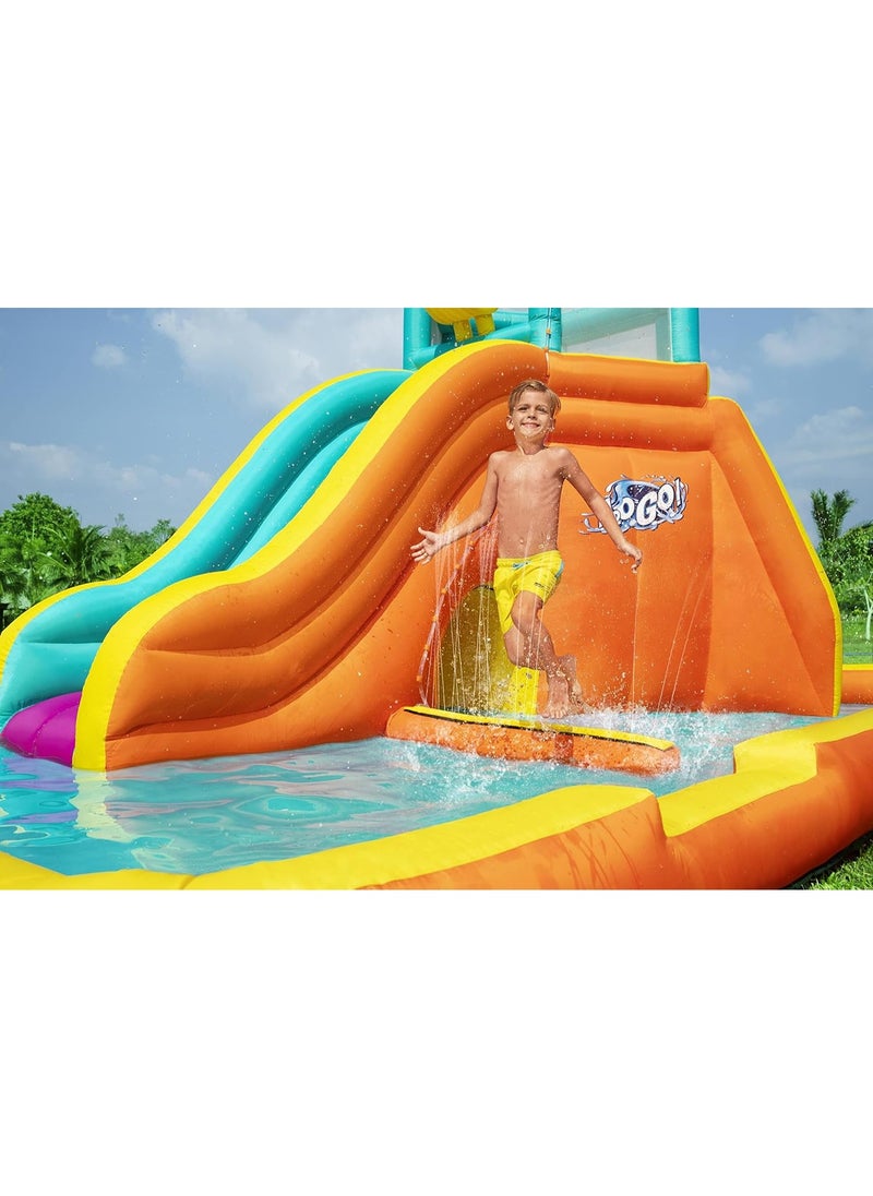 Bestway Giant Inflatable Water Park 565x373x265cm with Twin Slides & Climbing Wall | Kids Summer Adventure Zone  - Image 2