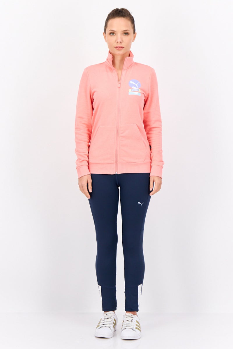 PUMA جاكيت خارجي للنساء بأكمام طويلة وقصة عادية، وردي - Image 2