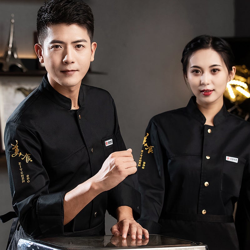 Polyester-Cotton Chef Work Clothes Short-Sleeved Men'S And Women'S El Catering Kitchen Summer Thin Chef Clothes Breathable Long-Sleeved Work Clothes - Image 1