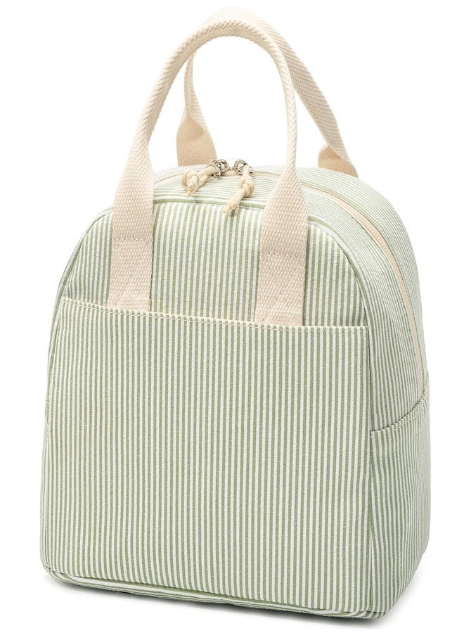 LOVELYWIND Insulated Lunch Bag for Women, Reusable Striped Lunch Box Cooler Bag with Large Capacity, Durable Lunch Tote for Work - Image 1