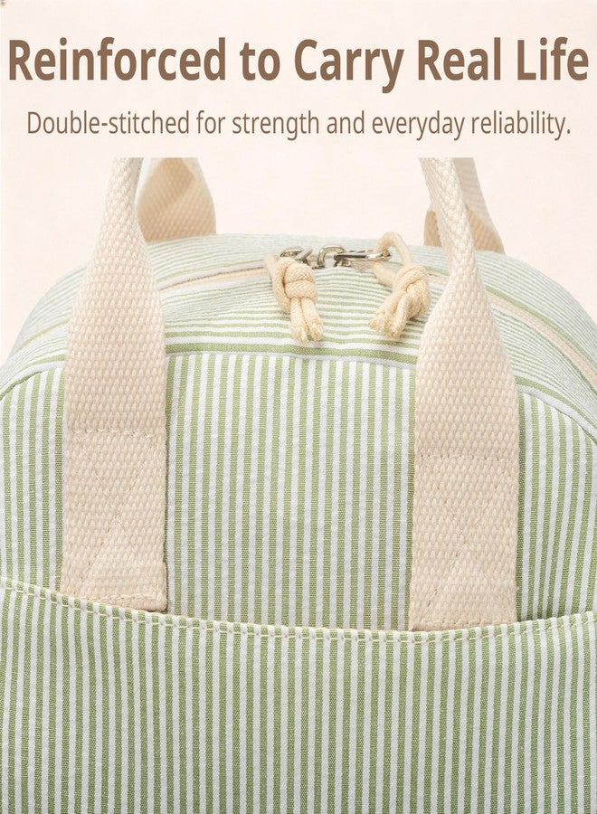 LOVELYWIND Insulated Lunch Bag for Women, Reusable Striped Lunch Box Cooler Bag with Large Capacity, Durable Lunch Tote for Work - Image 4
