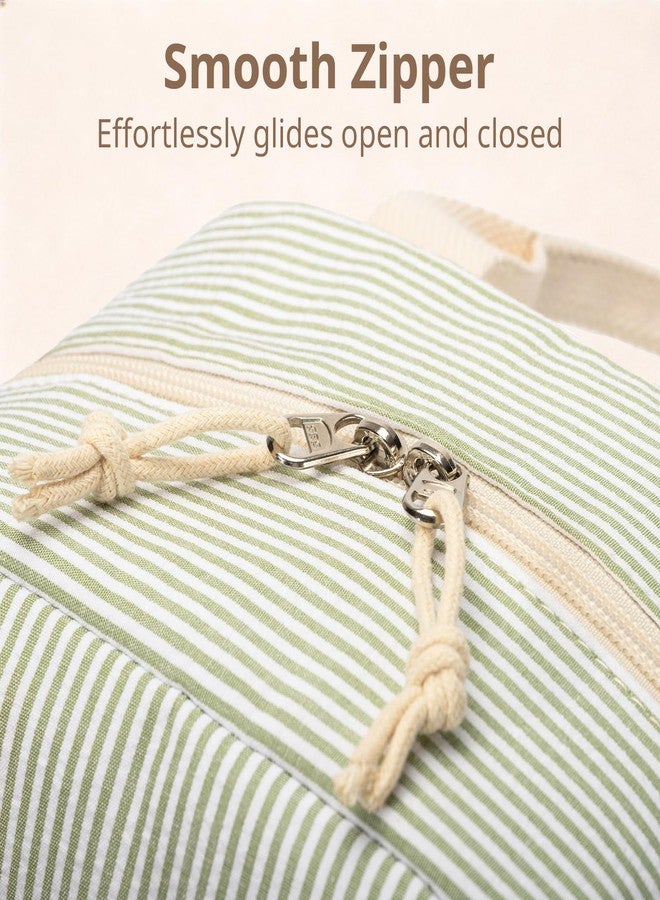 LOVELYWIND Insulated Lunch Bag for Women, Reusable Striped Lunch Box Cooler Bag with Large Capacity, Durable Lunch Tote for Work - Image 3