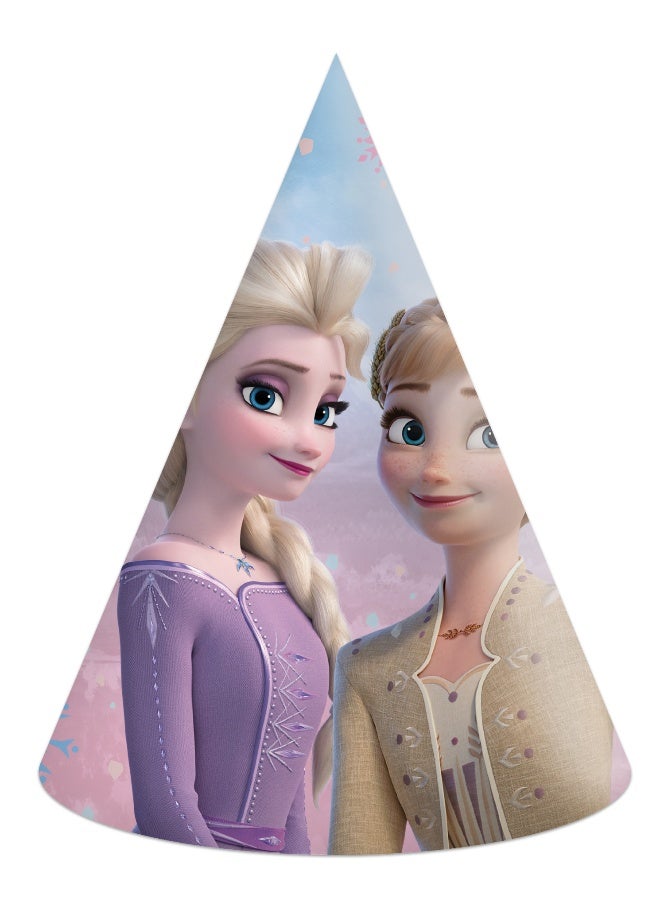 Ciao Disney Frozen II “Wind Spirit” Party Hats – Pack of 6 FSC Paper Cone Hats with Anna & Elsa Design, Winter-Themed Birthday Accessories for Girls Frozen Celebrations - Image 1