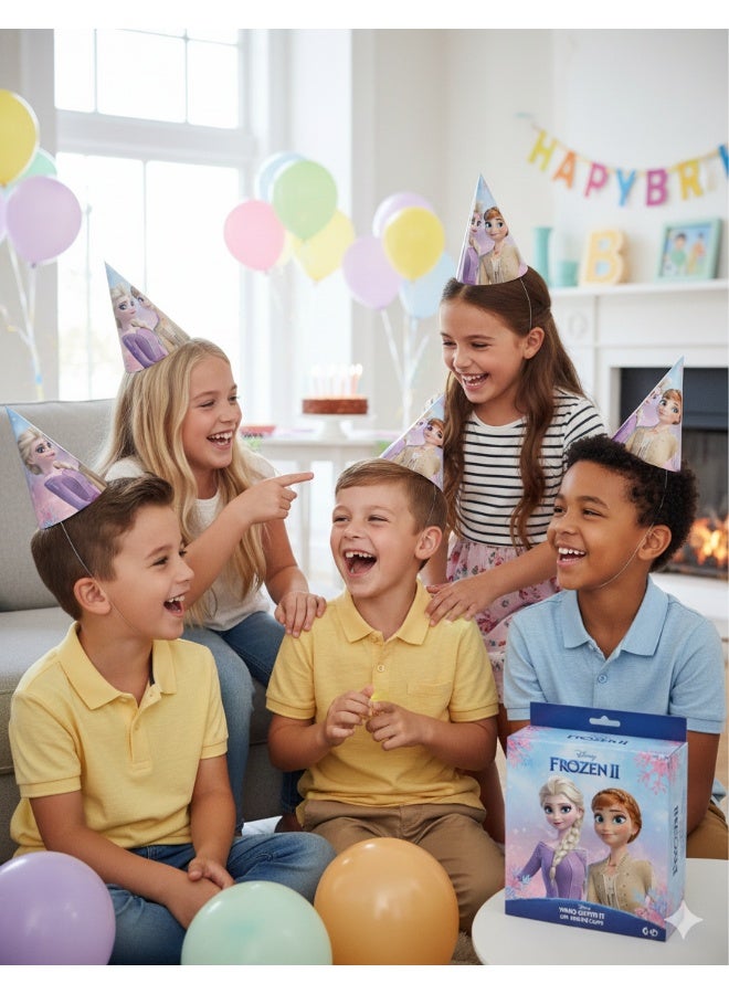 Ciao Disney Frozen II “Wind Spirit” Party Hats – Pack of 6 FSC Paper Cone Hats with Anna & Elsa Design, Winter-Themed Birthday Accessories for Girls Frozen Celebrations - Image 3