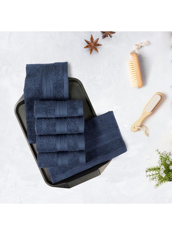 ترايدنت منشفة ترايدنت سوفت كومفورت إير ريتش المصنوعة من القطن بنسبة 100% للوجه، 500 جرام لكل متر مربع من المناشف شديدة الامتصاص للرجال/النساء، مجموعة من 6 قطع من مناشف الوجه (30.5 سم × 30.5 سم)، أزرق داكن - Image 3