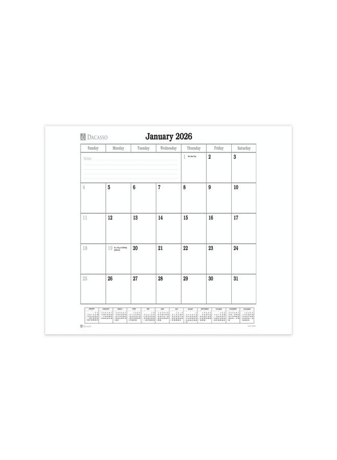 Dacasso 2026 Dacasso Monthly Calendar Refill, 24.5 x 16, White (S2001 / S2001-O) - Image 1