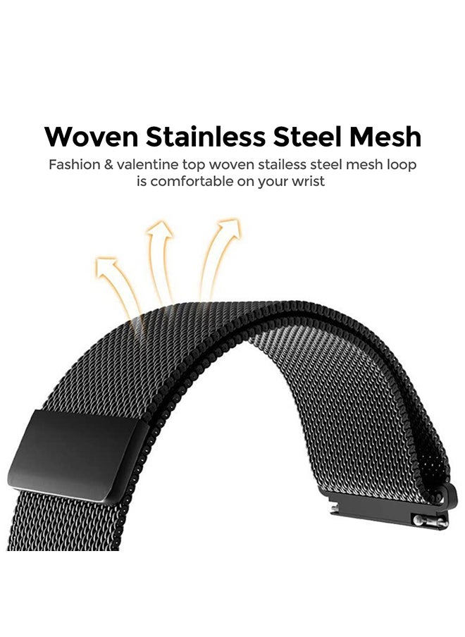 O Ozone - Metal Bands For Samsung Galaxy Watch 7 6 5 4 FE 40mm 44mm 45mm/Galaxy Watch 6 4 Classic 43mm 47mm 42mm 46mm  Milanese Magnetic Strap   Men (Black) - Image 1
