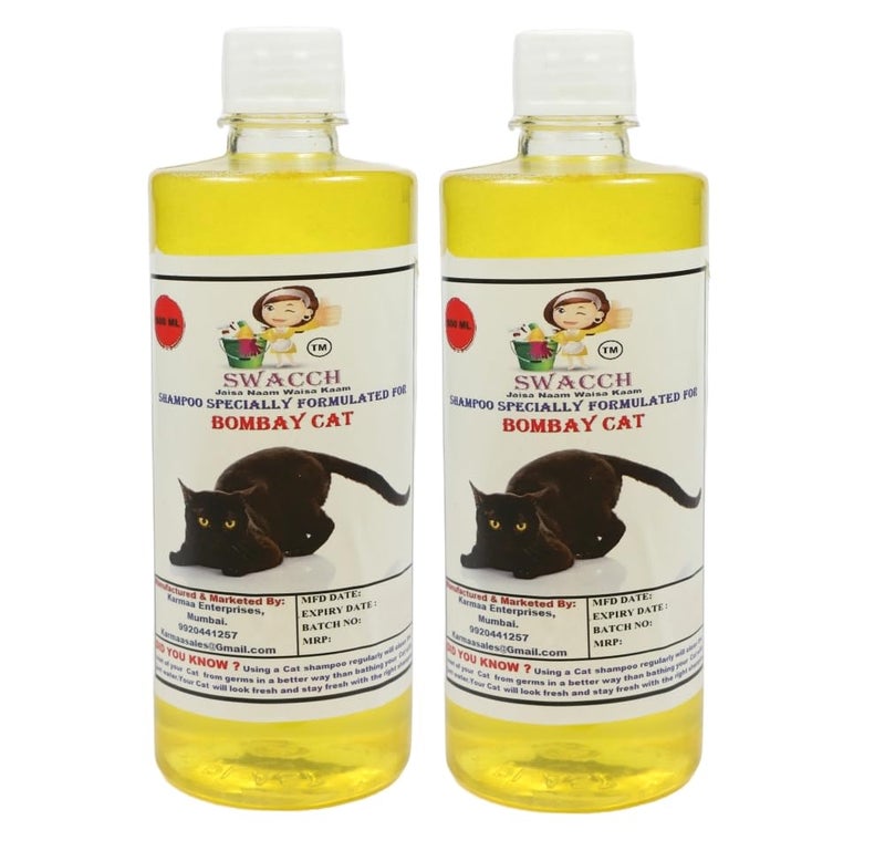 Swacch Bombay Cat Shampoo -500ml (Pack of 2) (Lemon) + Bath Brush with Adjustable Straps Combo Pack - Image 2