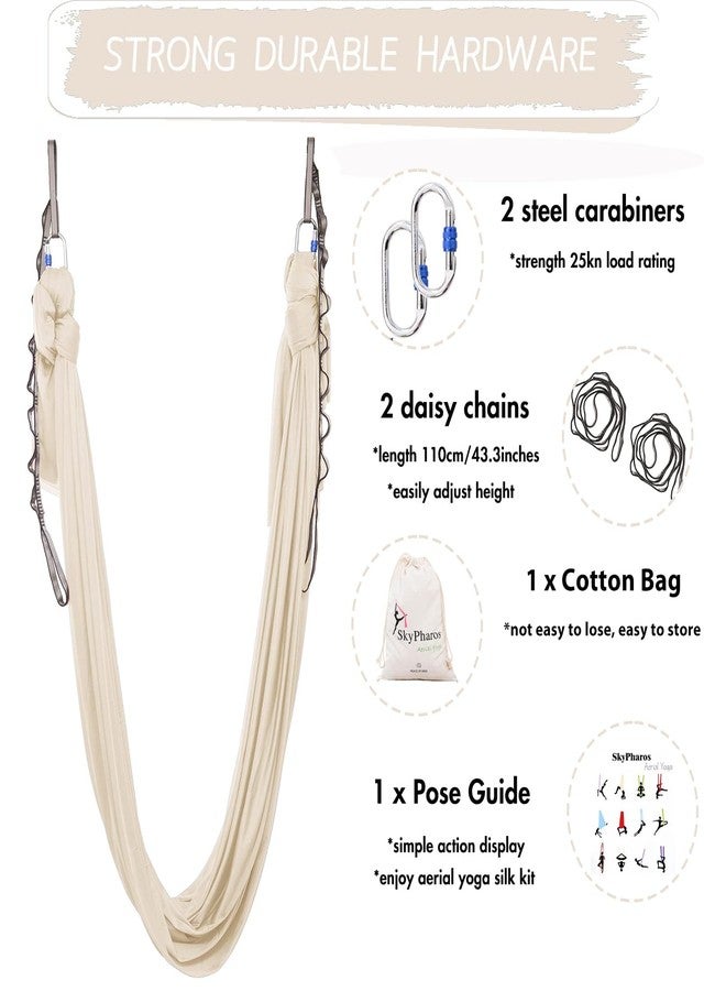 SKYPHAROS 5.5 Yards Aerial Silks Yoga Swing Set - Aerial Yoga Hammock Kit Anti-Gravity Flying for Fitness, Low/Non Stretch Nylon Tricot Fabric Hardware Included for Dance - Image 2