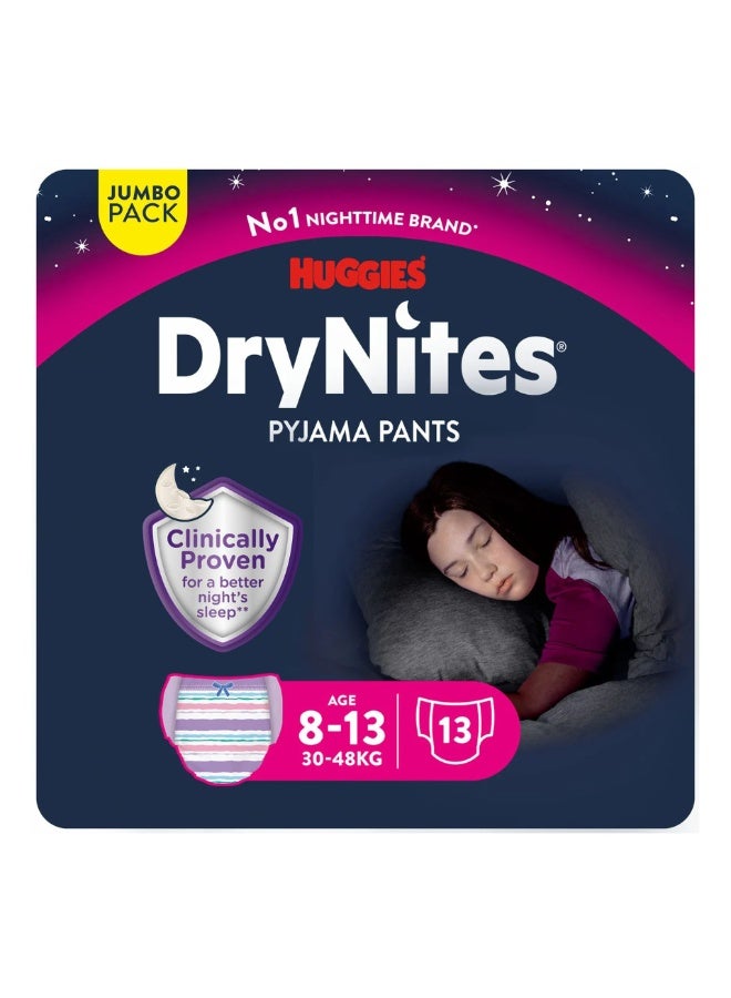 HUGGIES Drynites Pyjama Pants Bed Wetting Diaper Girl 8-13 Years 30-48 Kg 13 Pants - Image 2
