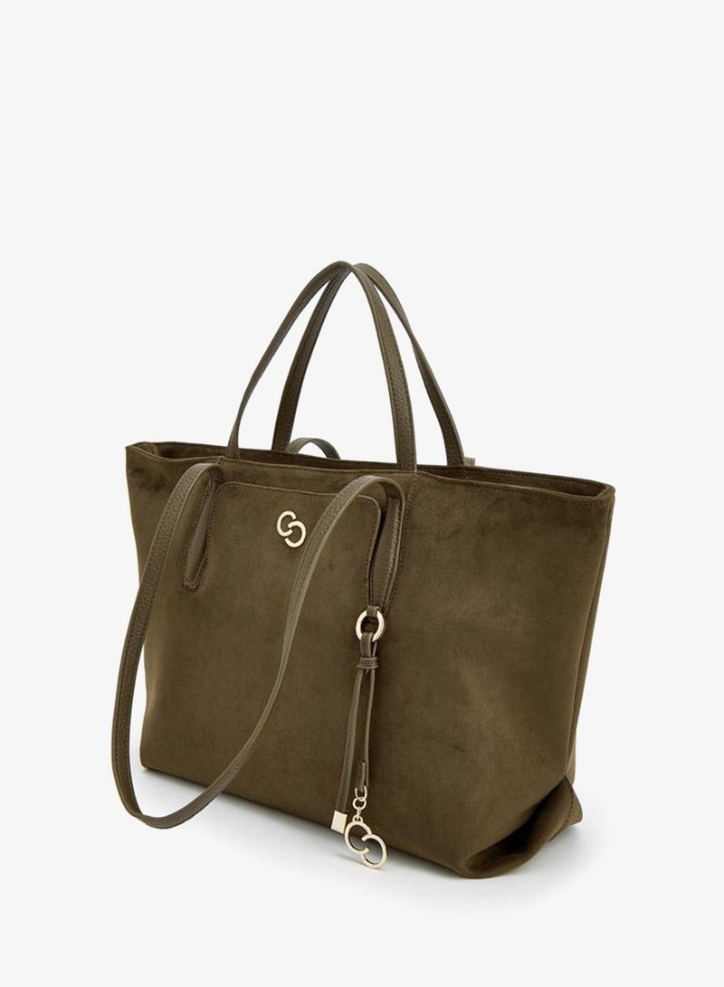 Celeste Suede School Tote Bag With Metallic Charm - 49x16x28 CM - Image 5