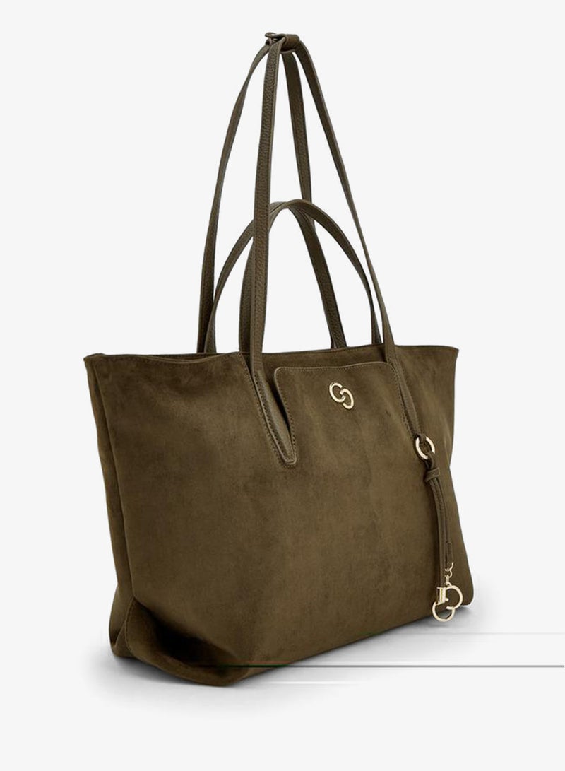 Celeste Suede School Tote Bag With Metallic Charm - 49x16x28 CM - Image 2