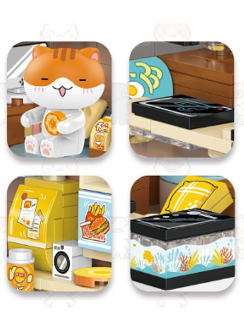 263pcs Ramen Room, A Group Of Cats Series Assembly Model Ornaments Building Blocks Toys, Children'S Educational Game Gifts - Image 3