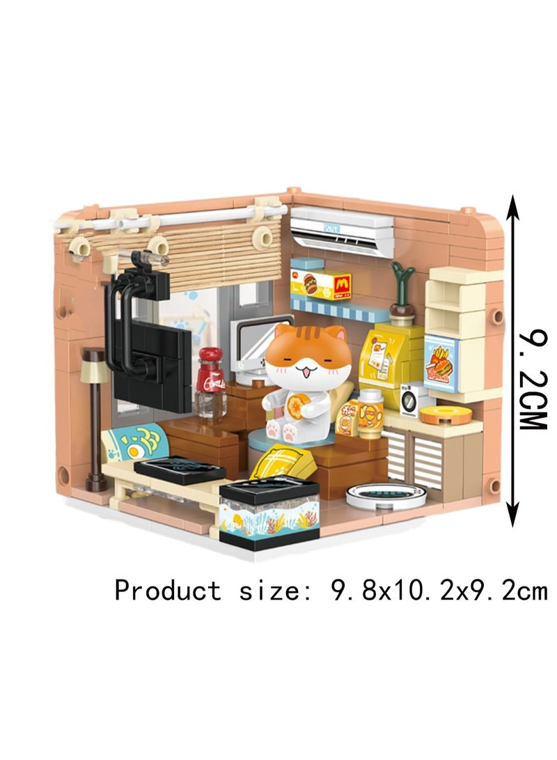 263pcs Ramen Room, A Group Of Cats Series Assembly Model Ornaments Building Blocks Toys, Children'S Educational Game Gifts - Image 2
