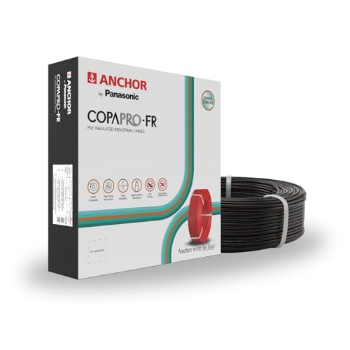 Anchor by Panasonic 0.75 mm COPAPro FR Electrical Wire, 90 Meter Fire Resistant 1 Core PVC insulated Pure Copper Wire, Anti Rodent Anti Termite Flexible Wire for Connections (BLACK, 96137BK) - Image 1