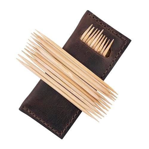 Hide & Drink, Set of 4 Tooth Pick Cases, Cooking Accessories, Full Grain Leather, Handmade, Bourbon Brown - Image 1