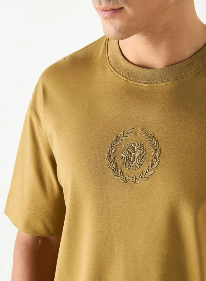 Emperor Emperor Logo Embroidered T-shirt with Short Sleeves and Crew Neck