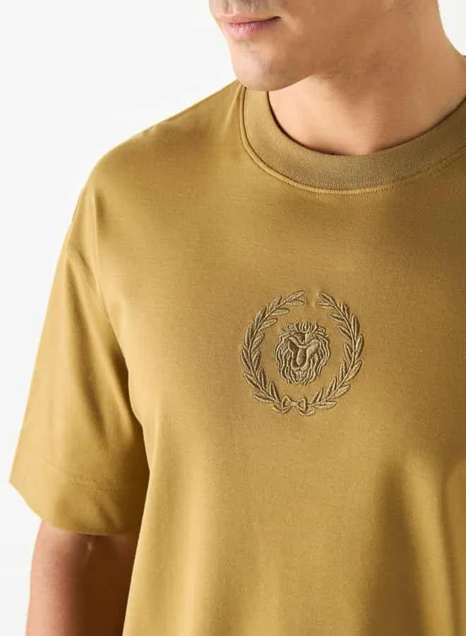 Emperor Emperor Logo Embroidered T-shirt with Short Sleeves and Crew Neck