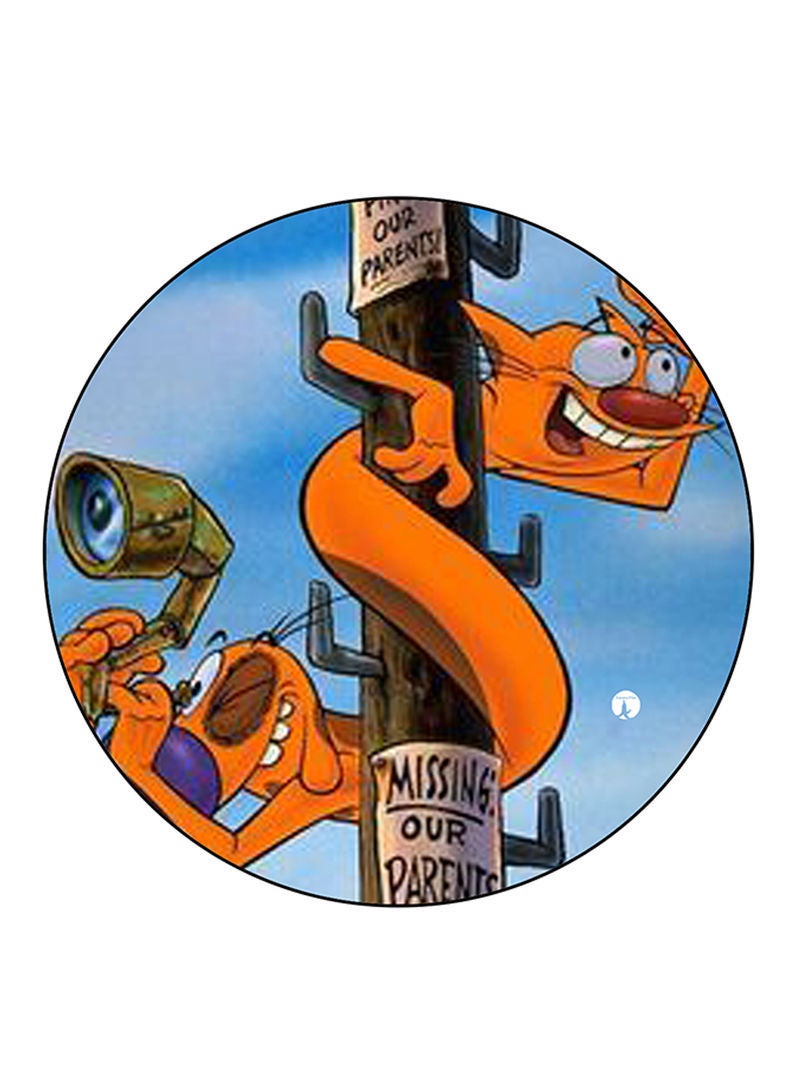 RKN Catdog Printed Mouse Pad Round  Multicolour