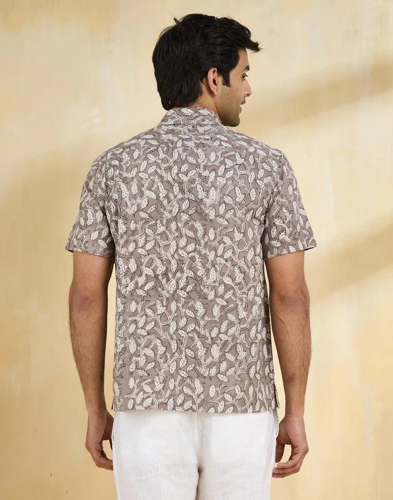 Fabindia Brown Cotton Printed Regular Shirt