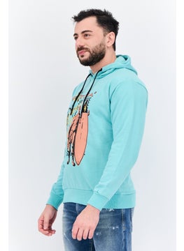 Goliath Men Hooded Long Sleeve Graphic Print Sweatshirt, Turquoise  - Image 2