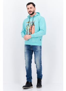 Goliath Men Hooded Long Sleeve Graphic Print Sweatshirt, Turquoise  - Image 4