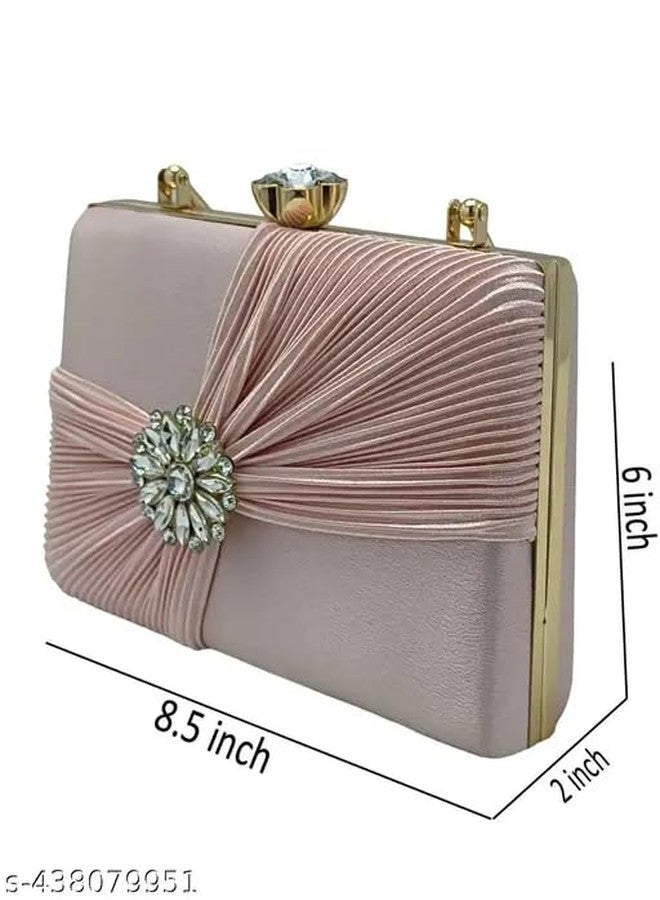 CLIX Party Clutch | Women's Clutch | Evening Wedding Party Bridal Handbag | Women's Diamond Studded Floral Pattern Clutches Handbags | Handicraft Beautiful Bling Box Womens Clutch Bag Purse - Image 3