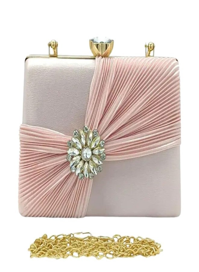 CLIX Party Clutch | Women's Clutch | Evening Wedding Party Bridal Handbag | Women's Diamond Studded Floral Pattern Clutches Handbags | Handicraft Beautiful Bling Box Womens Clutch Bag Purse - Image 1